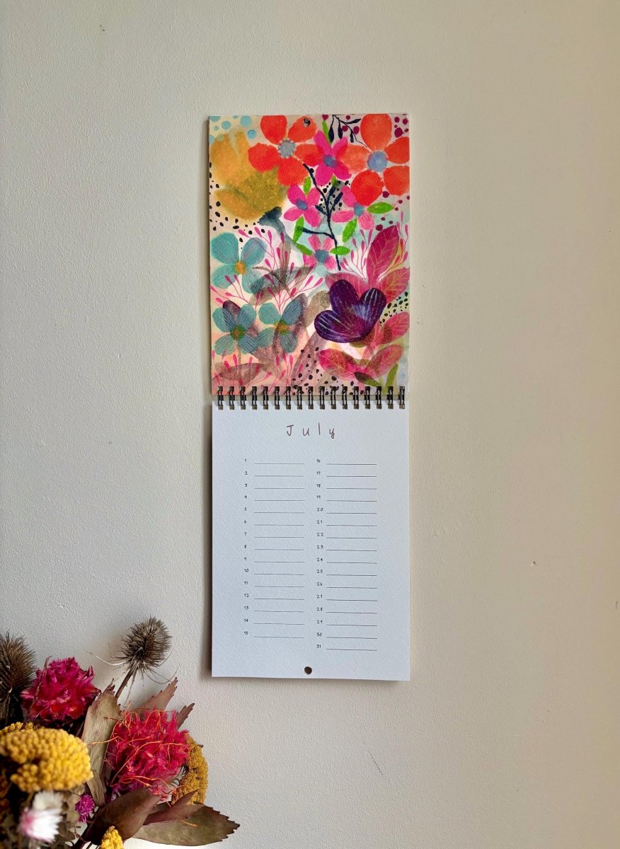 Handmade Floral Perpetual Calendar: A5 Illustrated Birthday Reminder - Erika's Whimsical Art