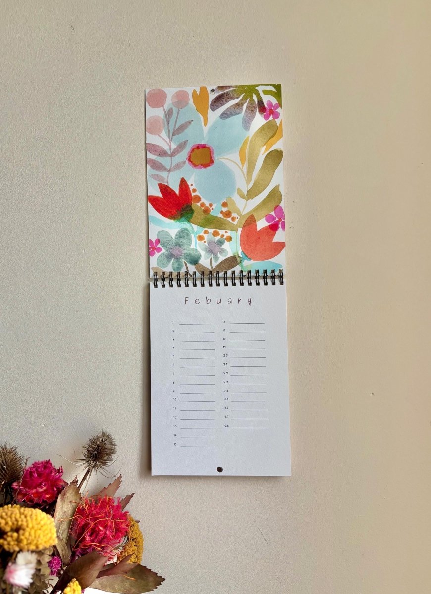 Handmade Floral Perpetual Calendar: A5 Illustrated Birthday Reminder - Erika's Whimsical Art