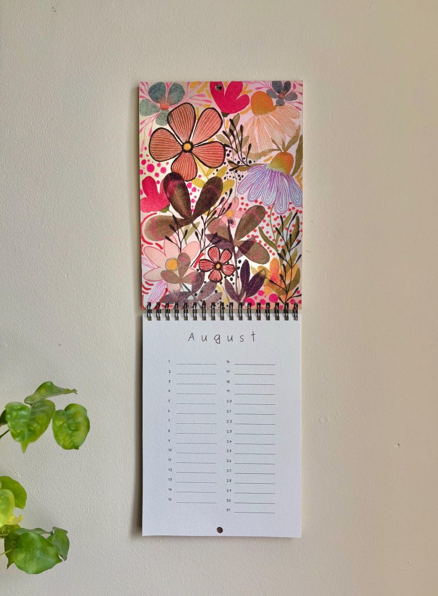 Handmade Floral Perpetual Calendar: A5 Illustrated Birthday Reminder - Erika's Whimsical Art