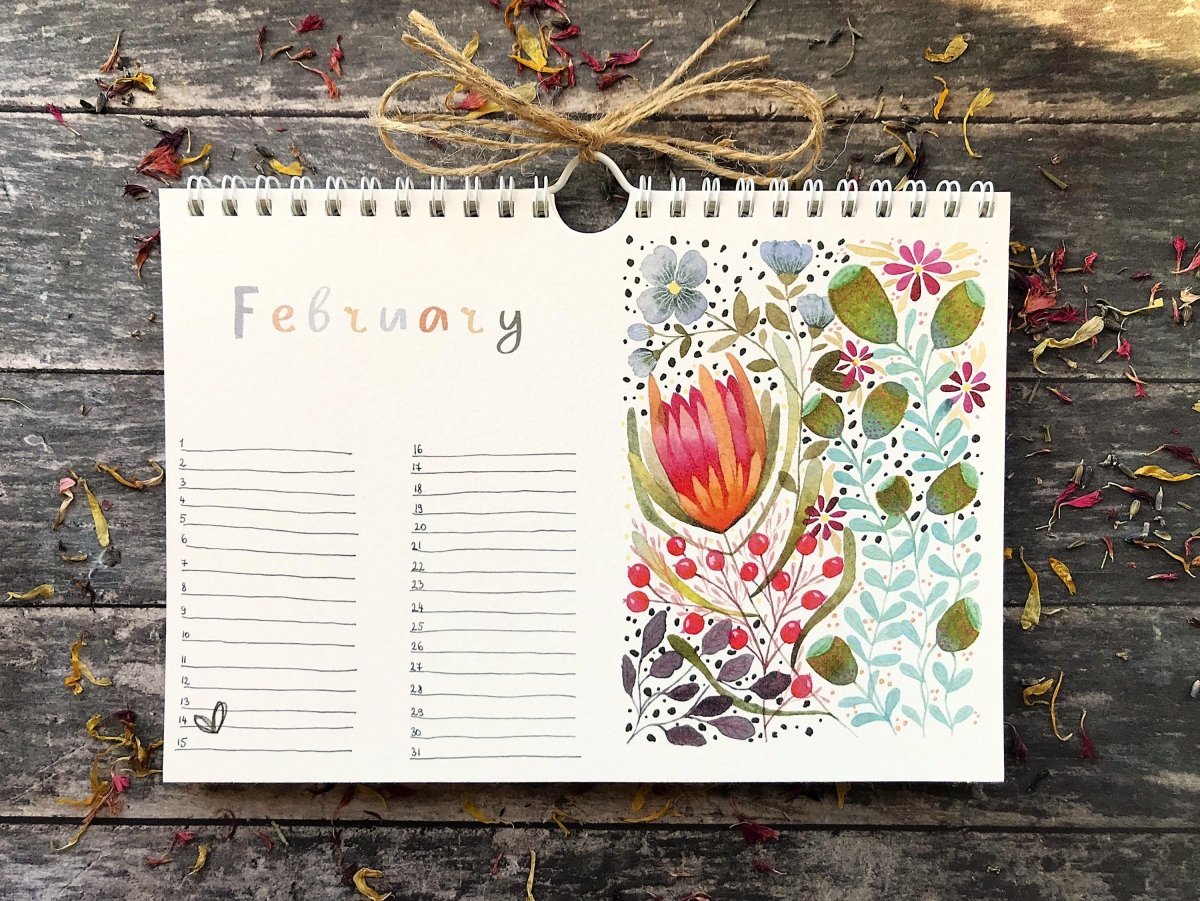 Handmade Floral Perpetual Calendar: Illustrated Birthday Reminder - Erika's Whimsical Art