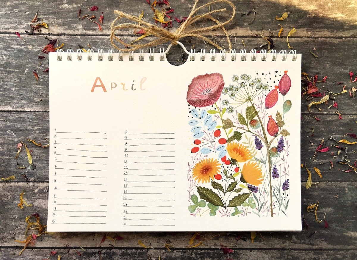 Handmade Floral Perpetual Calendar: Illustrated Birthday Reminder - Erika's Whimsical Art