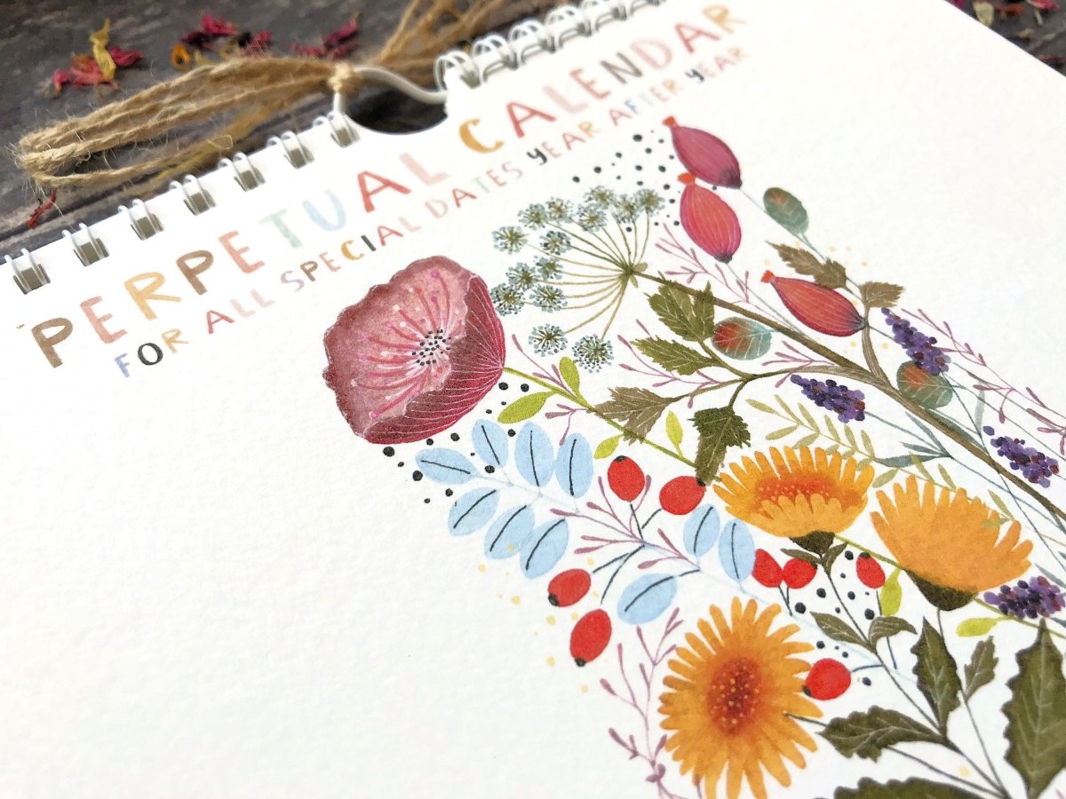 Handmade Floral Perpetual Calendar: Illustrated Birthday Reminder - Erika's Whimsical Art