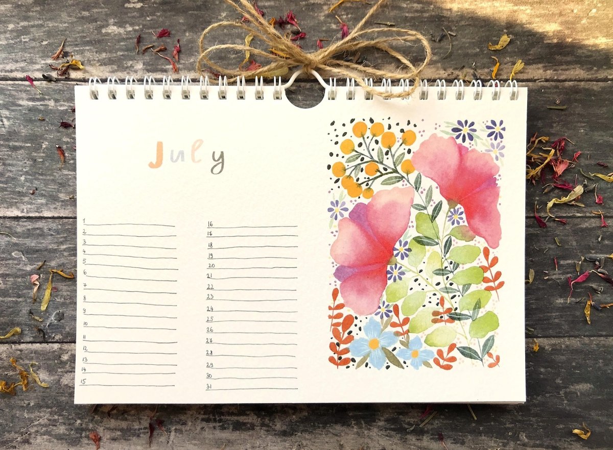 Handmade Floral Perpetual Calendar: Illustrated Birthday Reminder - Erika's Whimsical Art