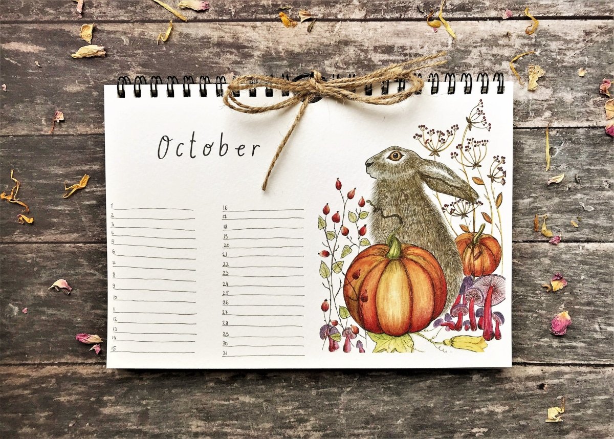Handmade Hare Perpetual Calendar: Illustrated Birthday Reminder - Erika's Whimsical Art