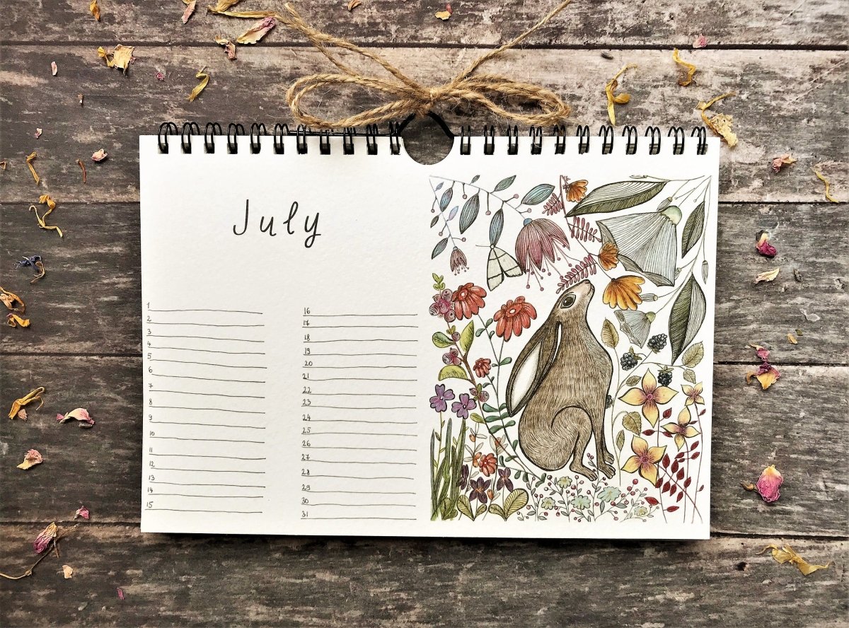 Handmade Hare Perpetual Calendar: Illustrated Birthday Reminder - Erika's Whimsical Art