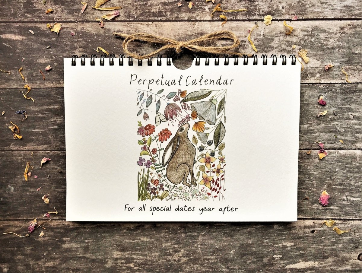 Handmade Hare Perpetual Calendar: Illustrated Birthday Reminder - Erika's Whimsical Art