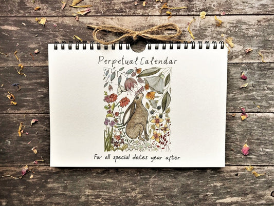 Handmade Hare Perpetual Calendar: Illustrated Birthday Reminder - Erika's Whimsical Art