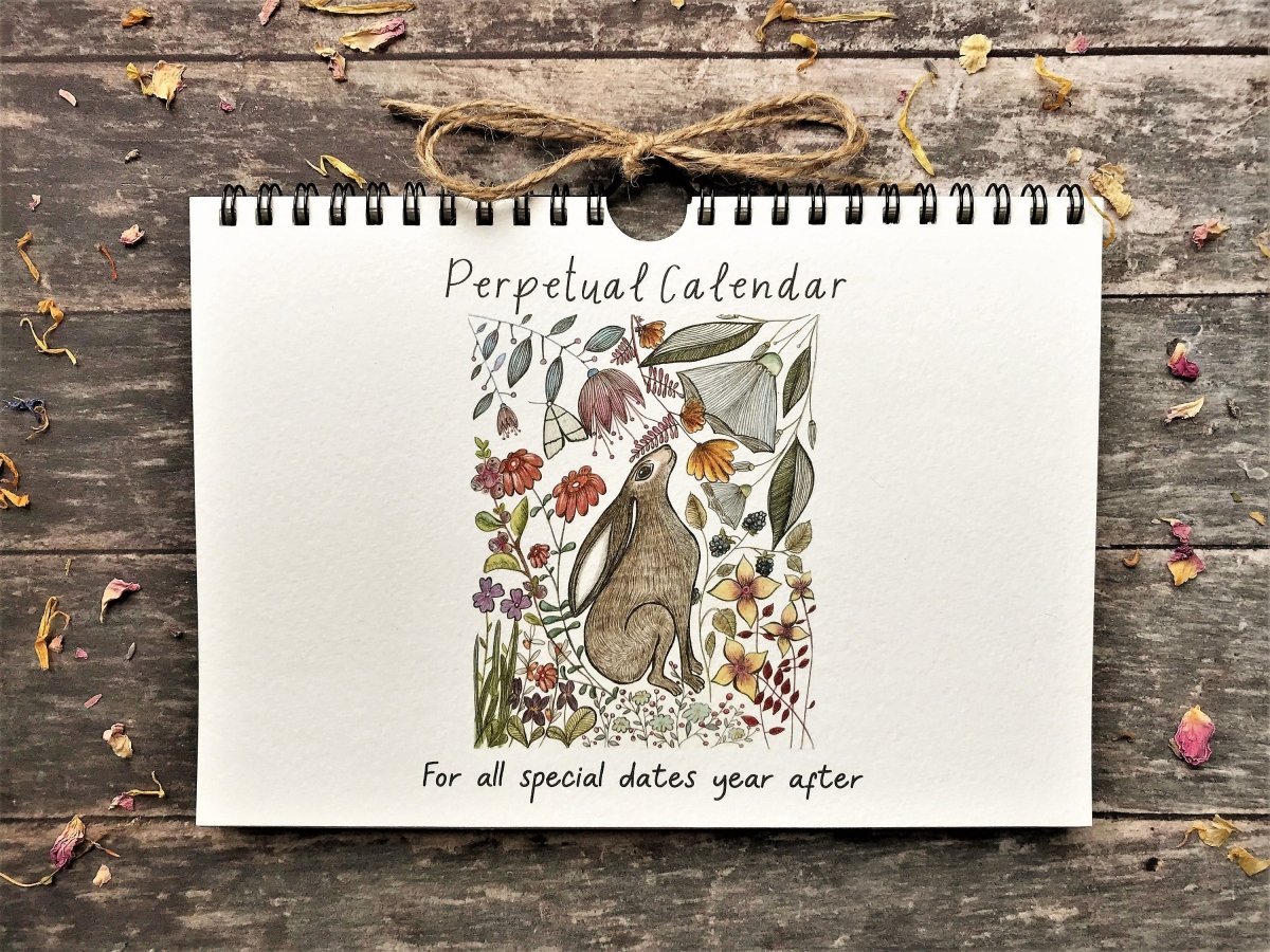 Handmade Hare Perpetual Calendar: Illustrated Birthday Reminder - Erika's Whimsical Art