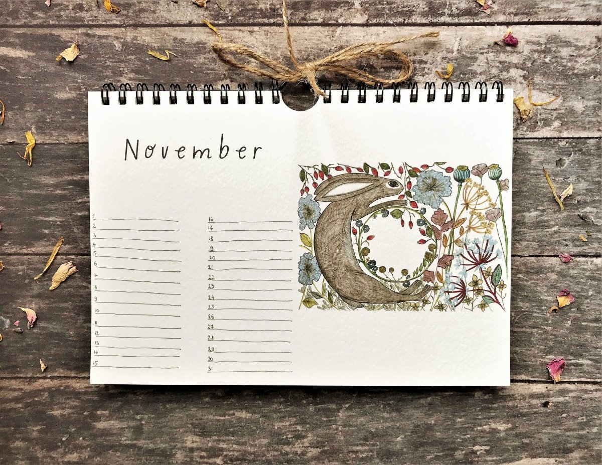 Handmade Hare Perpetual Calendar: Illustrated Birthday Reminder - Erika's Whimsical Art