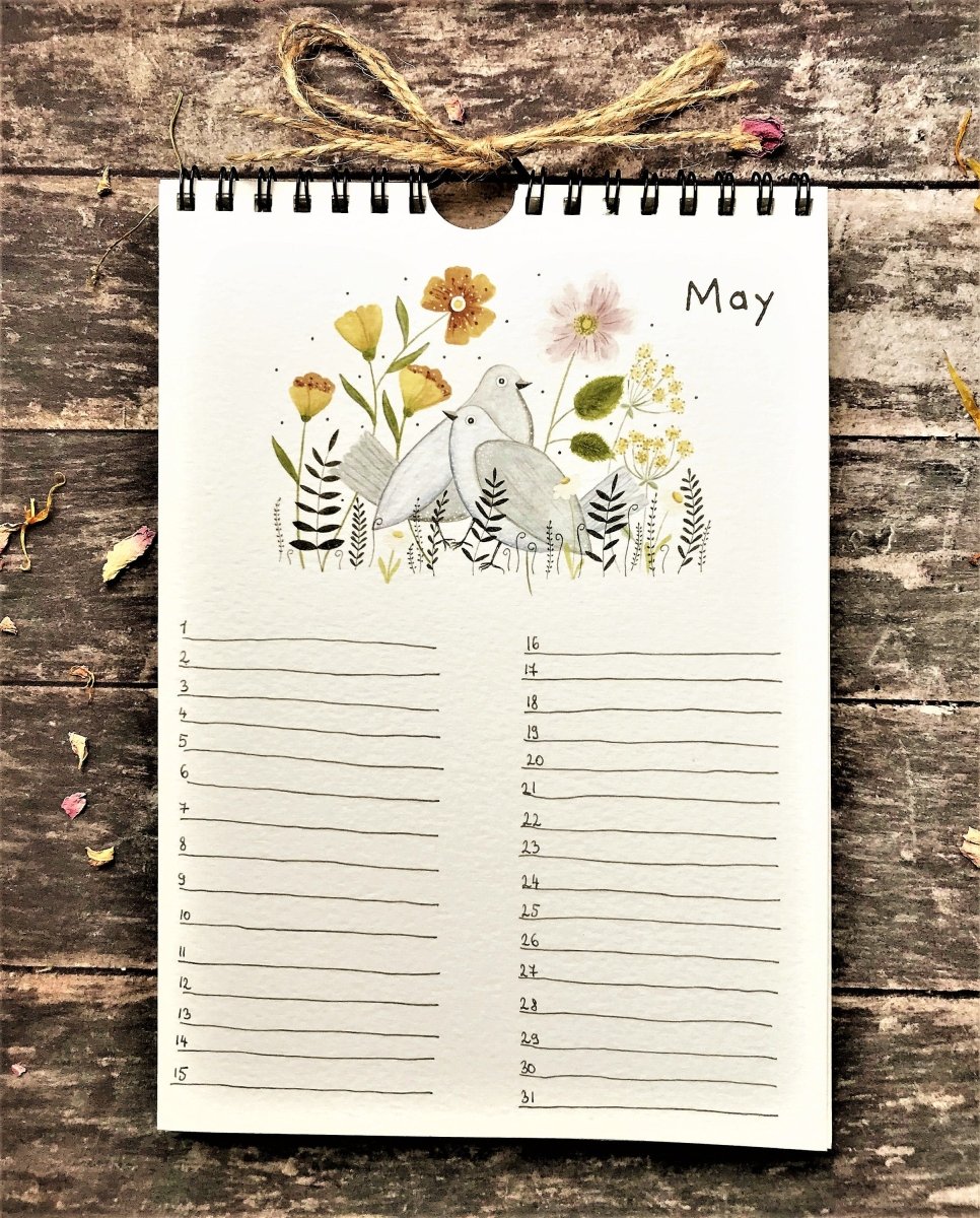 Handmade Perpetual Calendar: Floral Illustrated Birthday Reminder - Erika's Whimsical Art