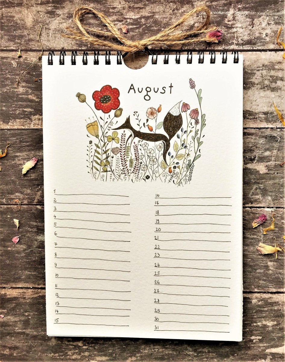 Handmade Perpetual Calendar: Floral Illustrated Birthday Reminder - Erika's Whimsical Art
