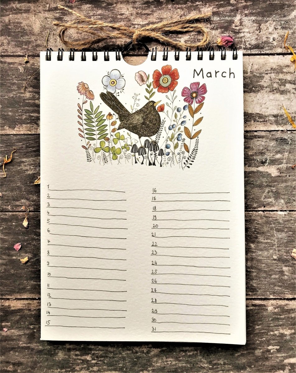 Handmade Perpetual Calendar: Floral Illustrated Birthday Reminder - Erika's Whimsical Art
