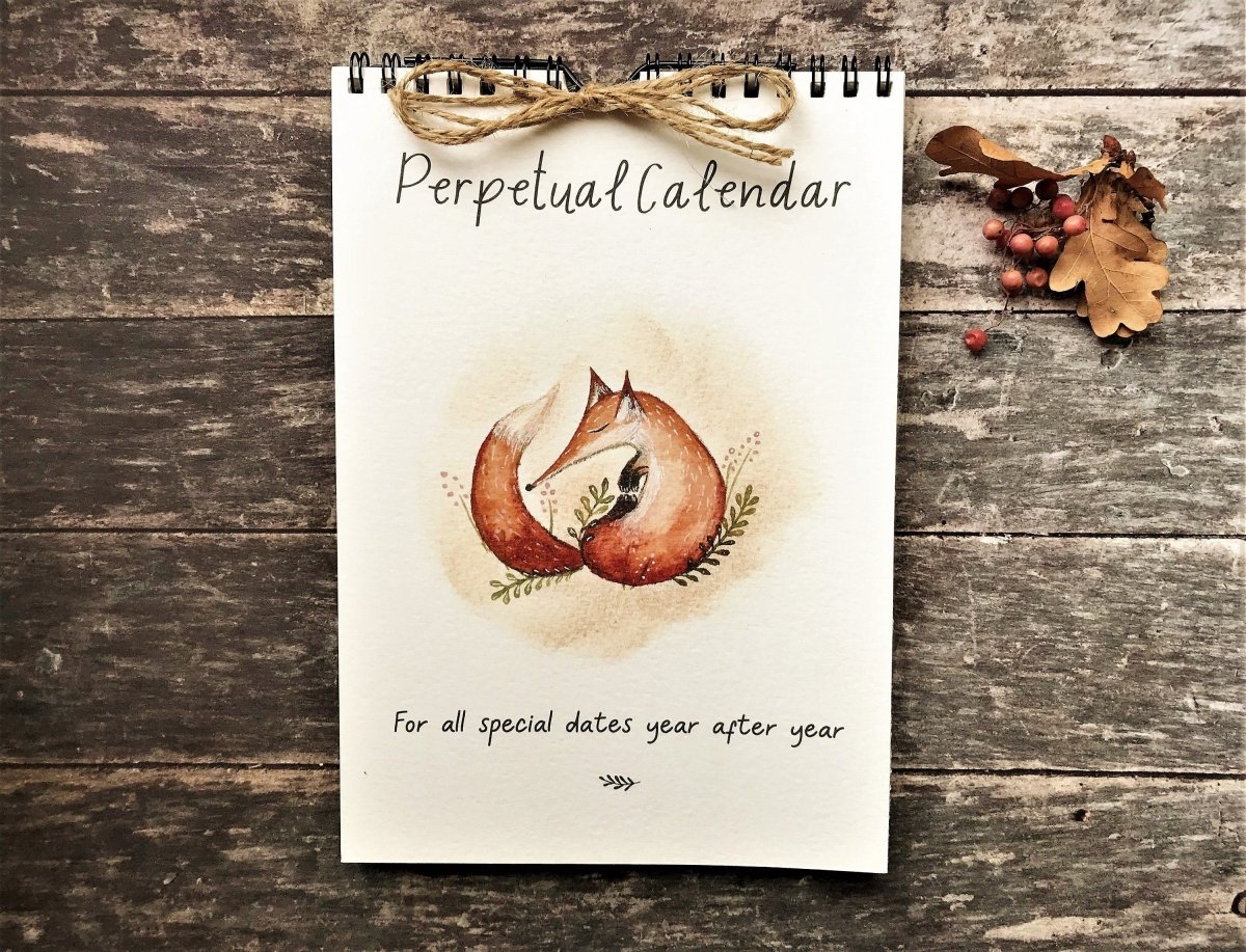 Handmade Perpetual Calendar: Illustrated Animal Design, A5 Size - Erika's Whimsical Art