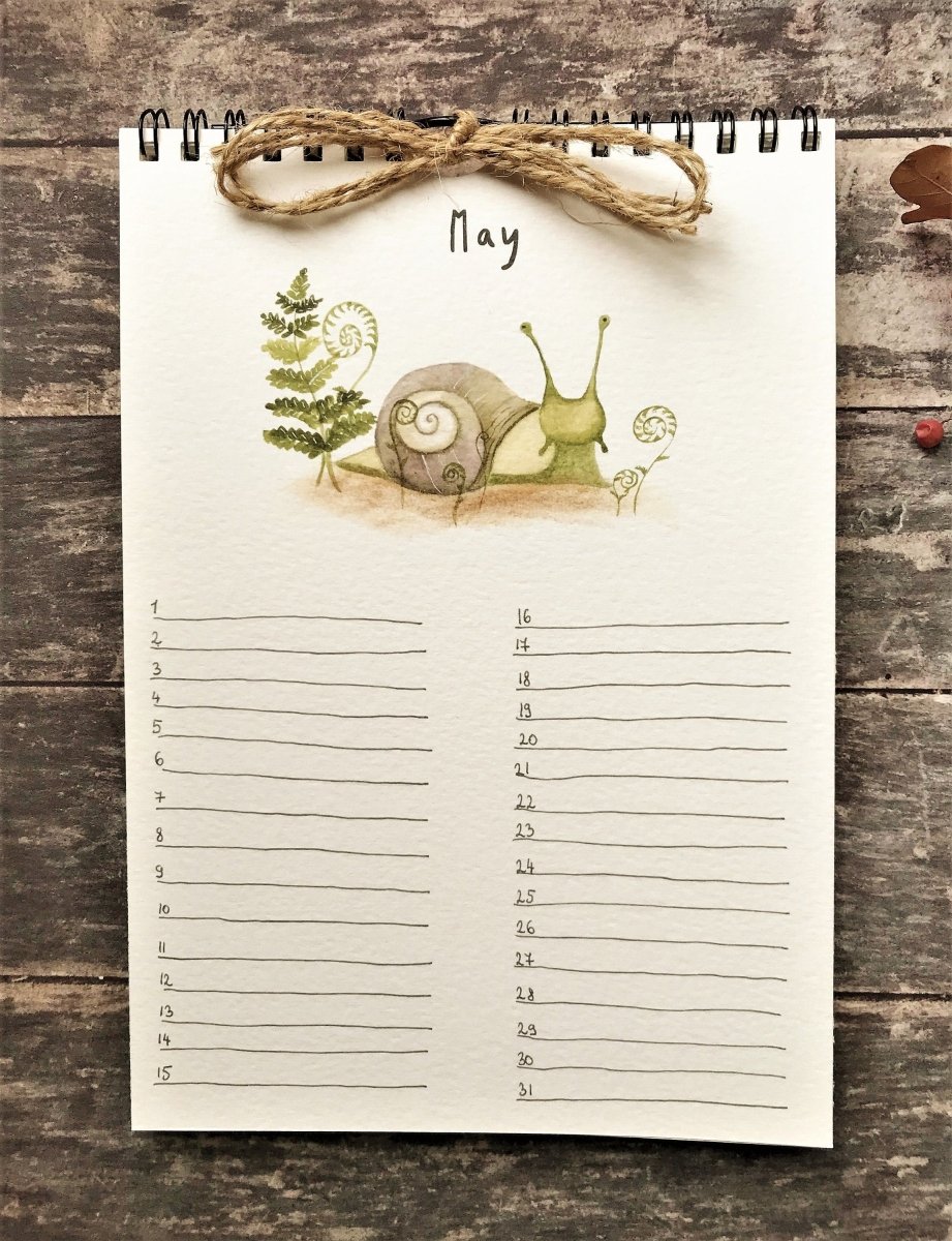 Handmade Perpetual Calendar: Illustrated Animal Design, A5 Size - Erika's Whimsical Art