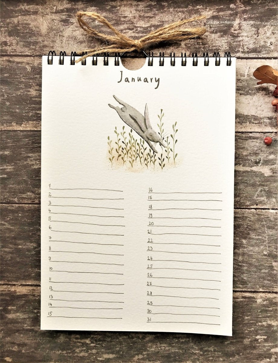 Handmade Perpetual Calendar: Illustrated Animal Design, A5 Size - Erika's Whimsical Art