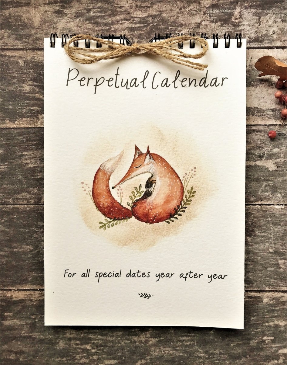 Handmade Perpetual Calendar: Illustrated Animal Design, A5 Size - Erika's Whimsical Art