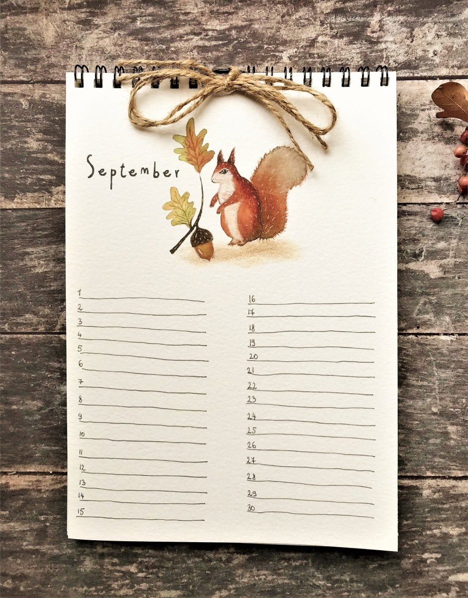 Handmade Perpetual Calendar: Illustrated Animal Design, A5 Size - Erika's Whimsical Art