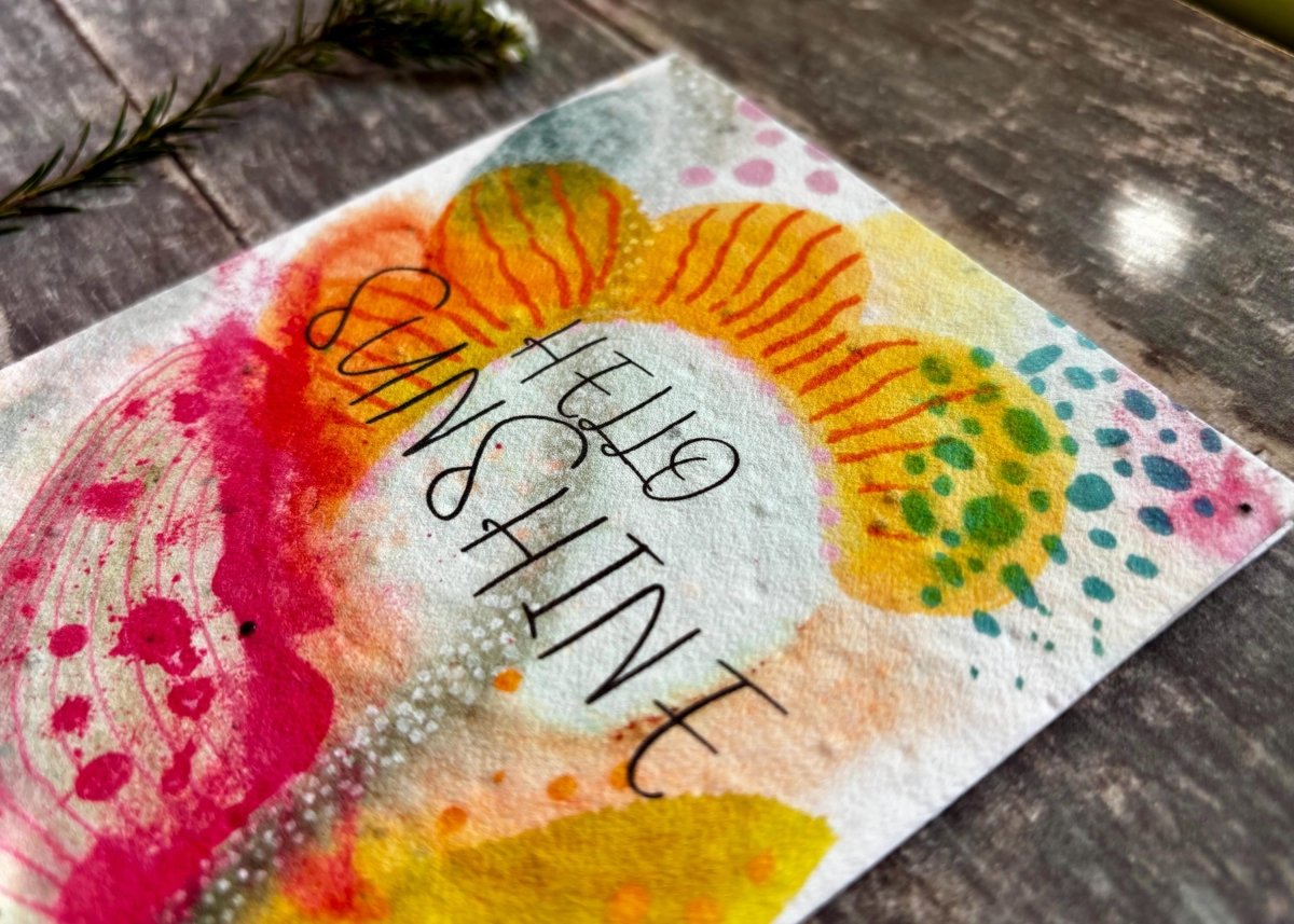 Hello Sunshine Plantable Seed Card – Eco - Friendly Wildflower Greeting - Erika's Whimsical Art