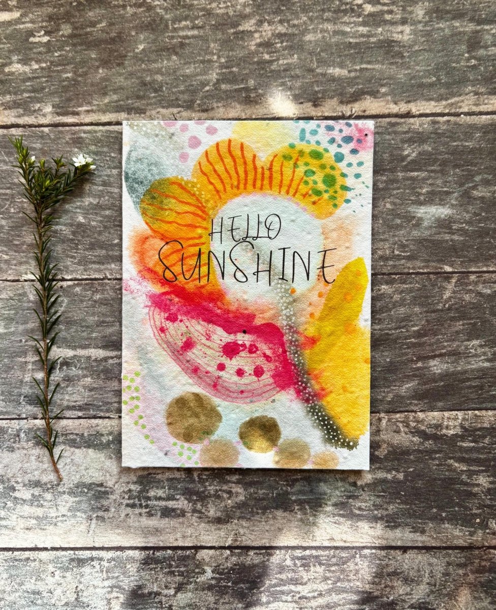 Hello Sunshine Plantable Seed Card – Eco - Friendly Wildflower Greeting - Erika's Whimsical Art
