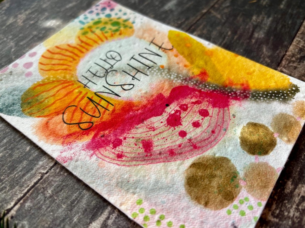 Hello Sunshine Plantable Seed Card – Eco - Friendly Wildflower Greeting - Erika's Whimsical Art