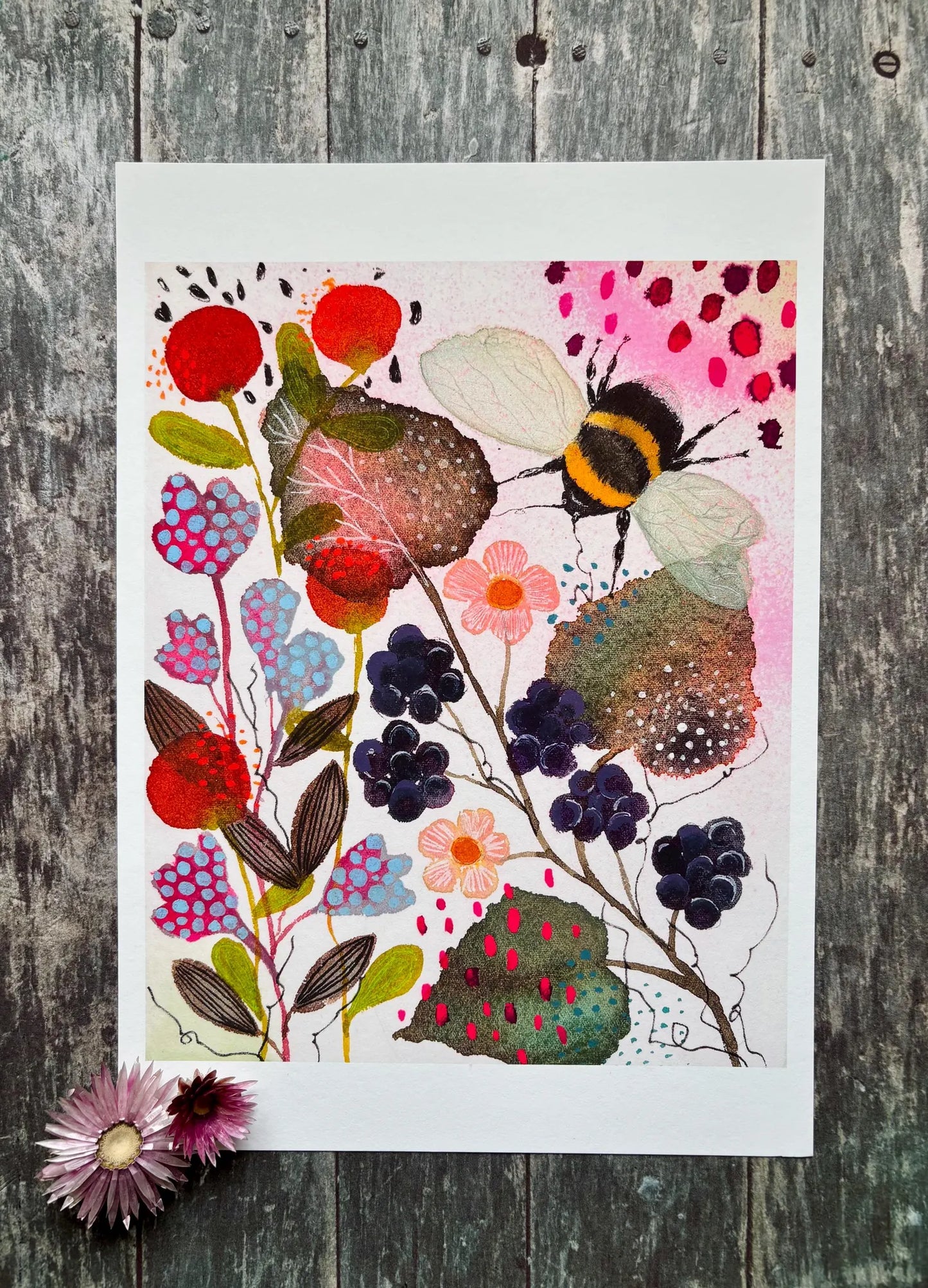 Bee wall art, Bumble Bee, Woodland animal print,A4 Art Print, Home Décor, Yellow wall art, Floral wall art, Bee print, Kitchen Print (Copy) (Copy)