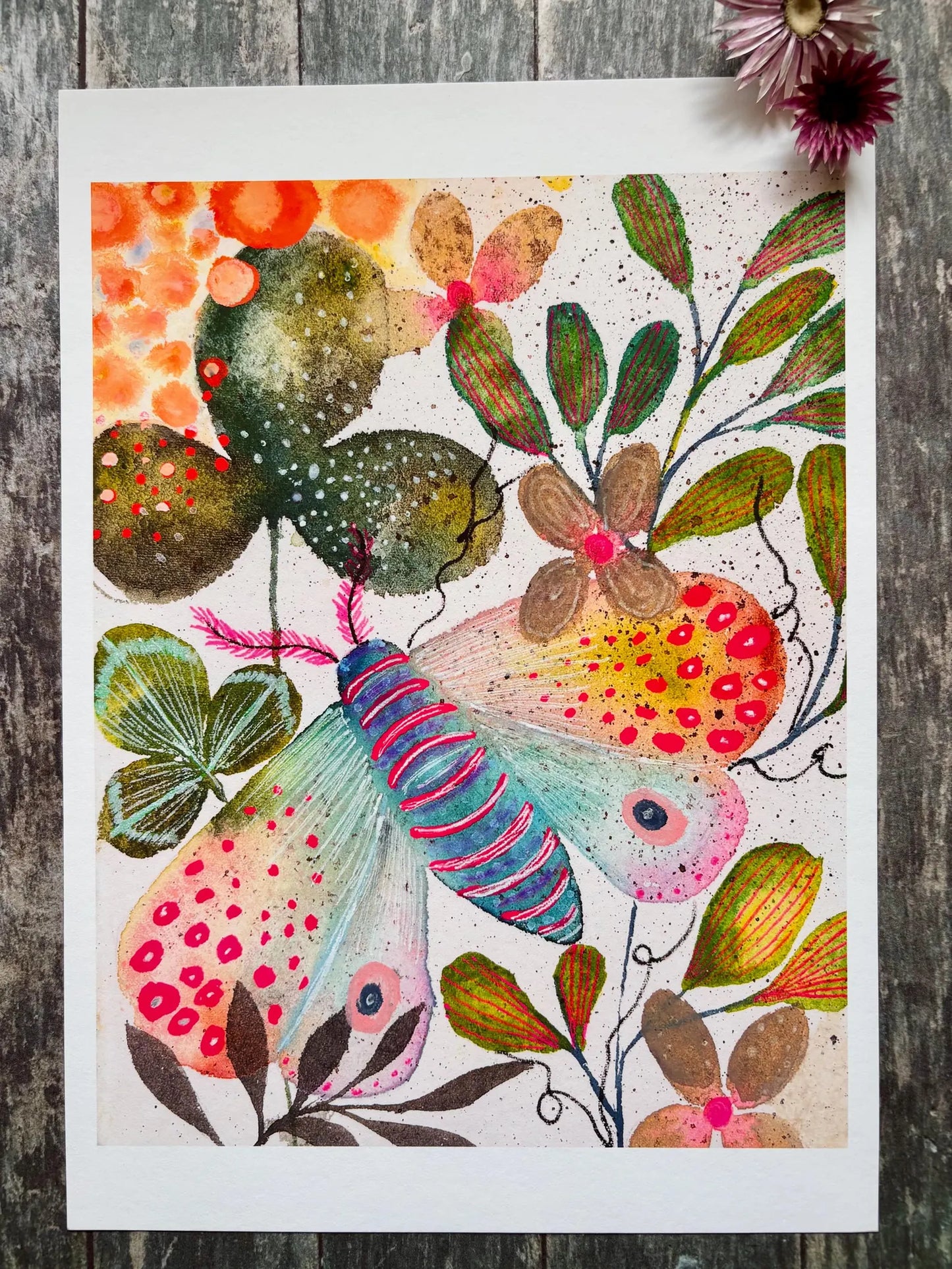 Moth wall art, Moth, Woodland animal print,Art Print, Home Décor, Yellow wall art, Floral wall art, Butterfly print, Kitchen Print (Copy) (Copy) (Copy)