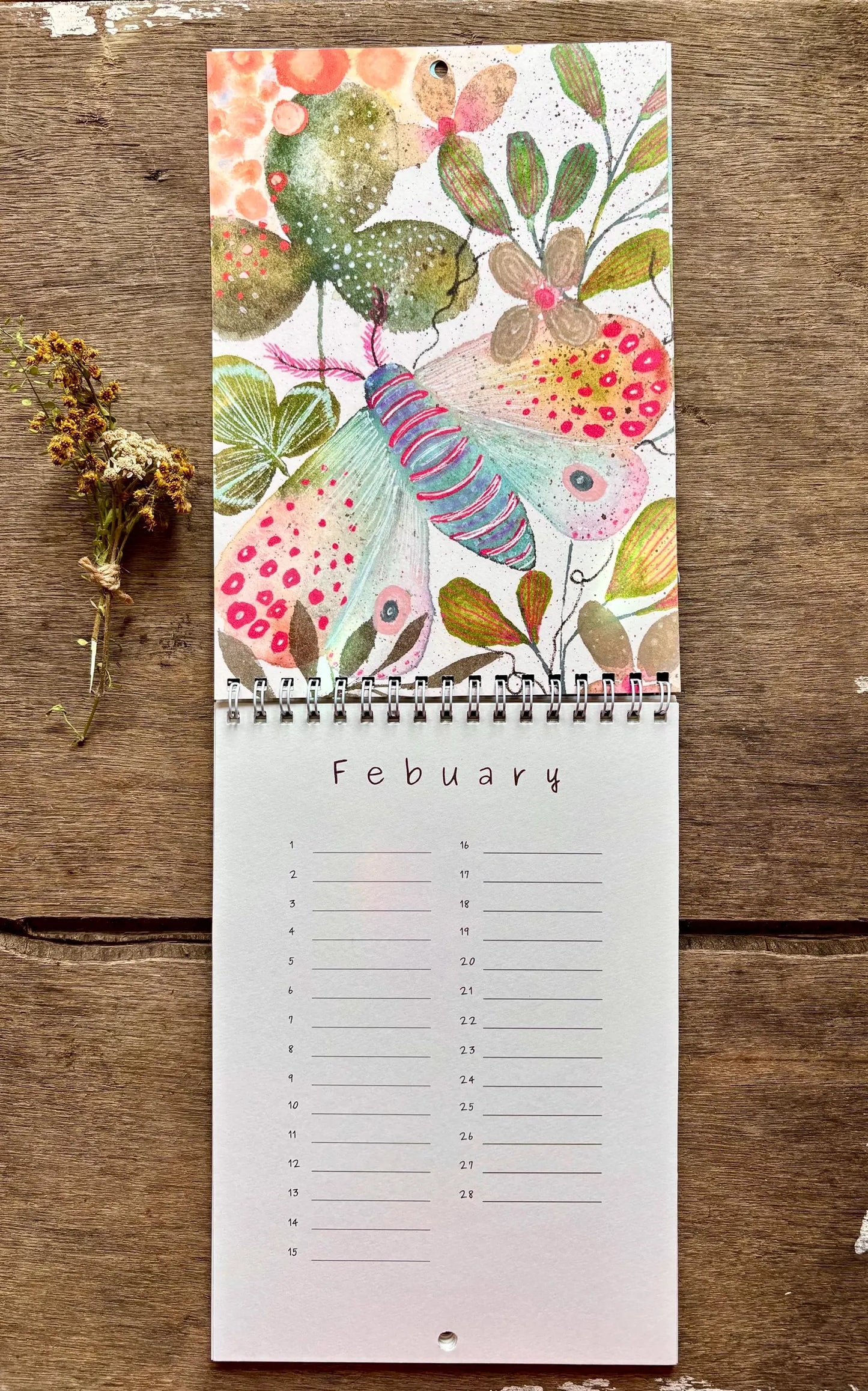 Perpetual Birthday Calendar – A5 Bumblebee & Wildflower Illustrated Anniversary Calendar