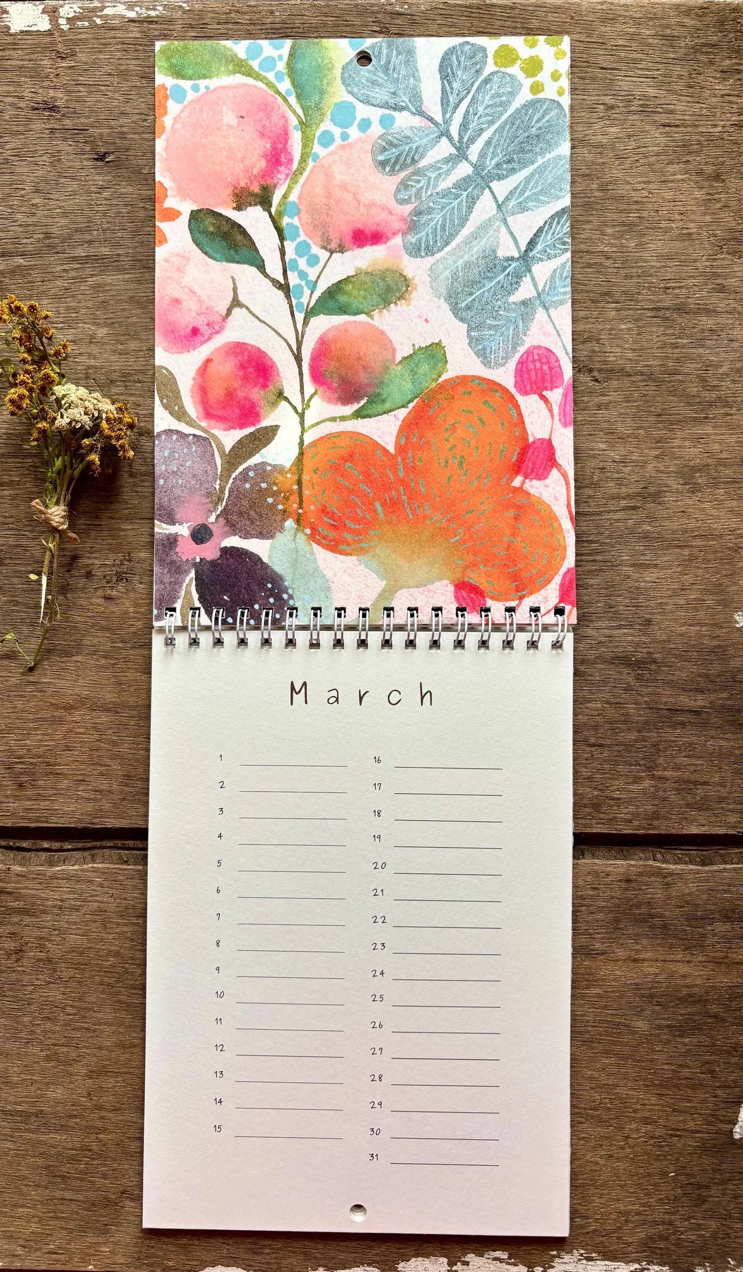 Perpetual Birthday Calendar – A5 Bumblebee & Wildflower Illustrated Anniversary Calendar