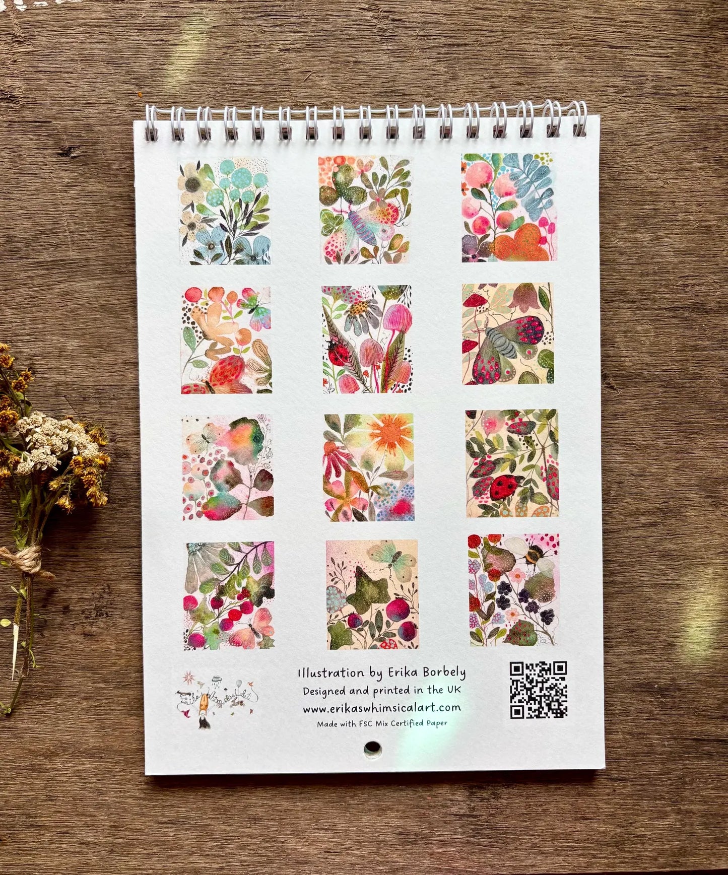 Perpetual Birthday Calendar – A5 Bumblebee & Wildflower Illustrated Anniversary Calendar