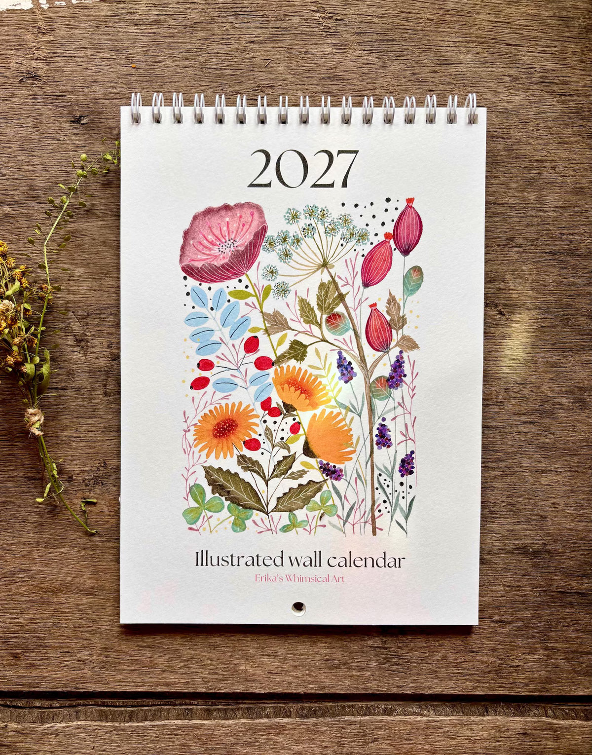 2027 Botanical Wall Calendar – Colourful Wildflower Illustrated Calendar