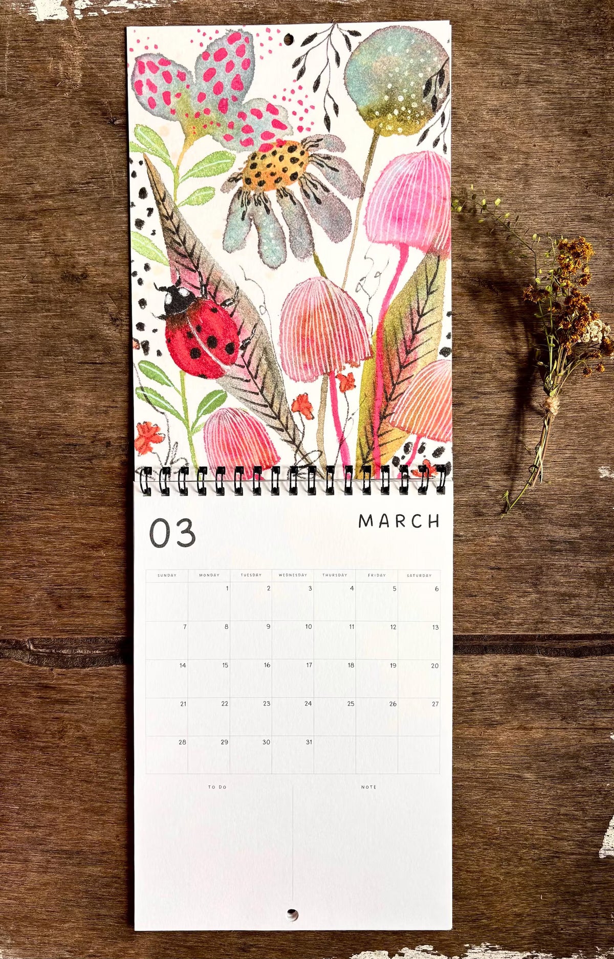 2027 Illustrated Wall Calendar – Bumblebee & Wildflower Nature Calendar