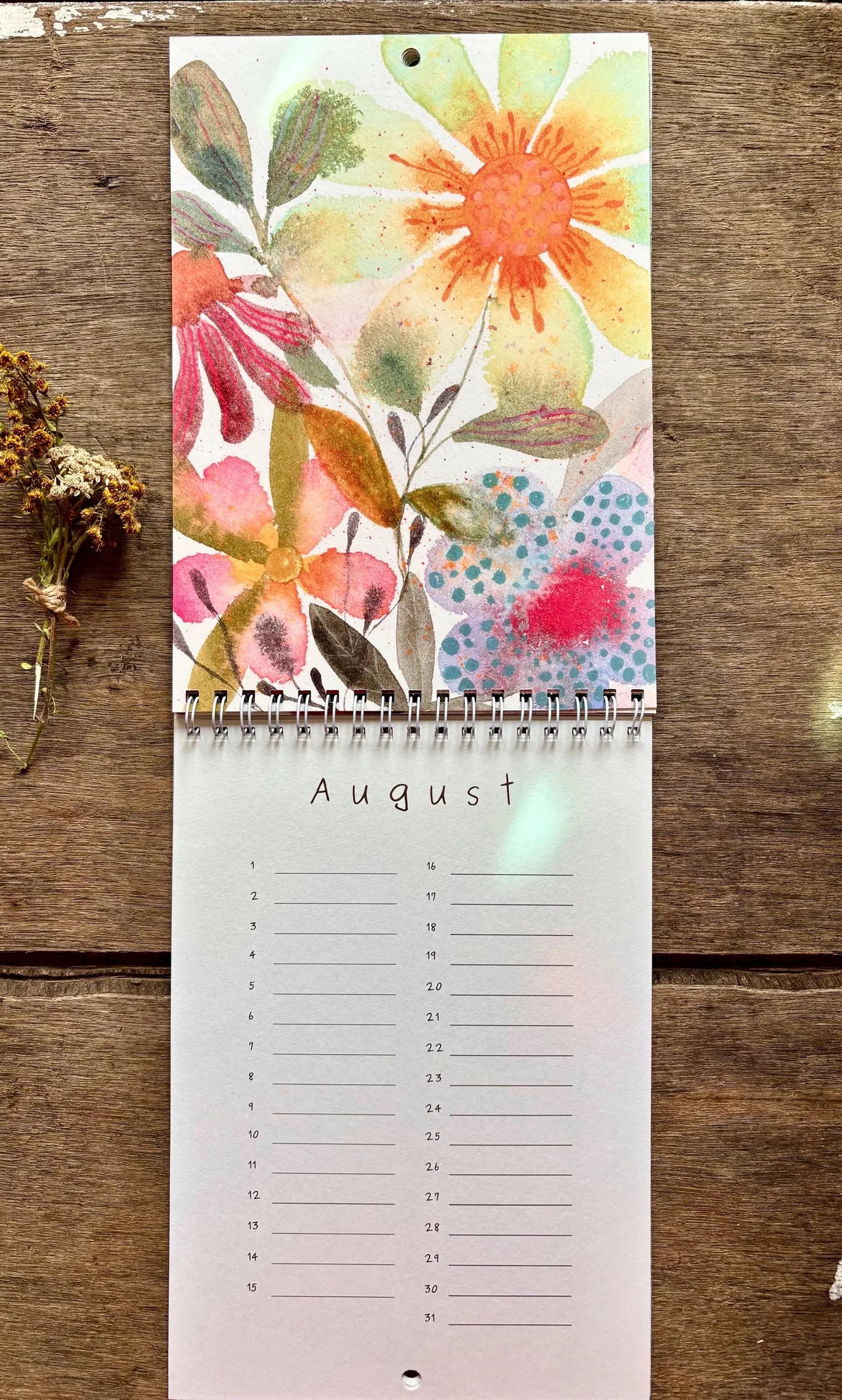 Perpetual Birthday Calendar – A5 Bumblebee & Wildflower Illustrated Anniversary Calendar