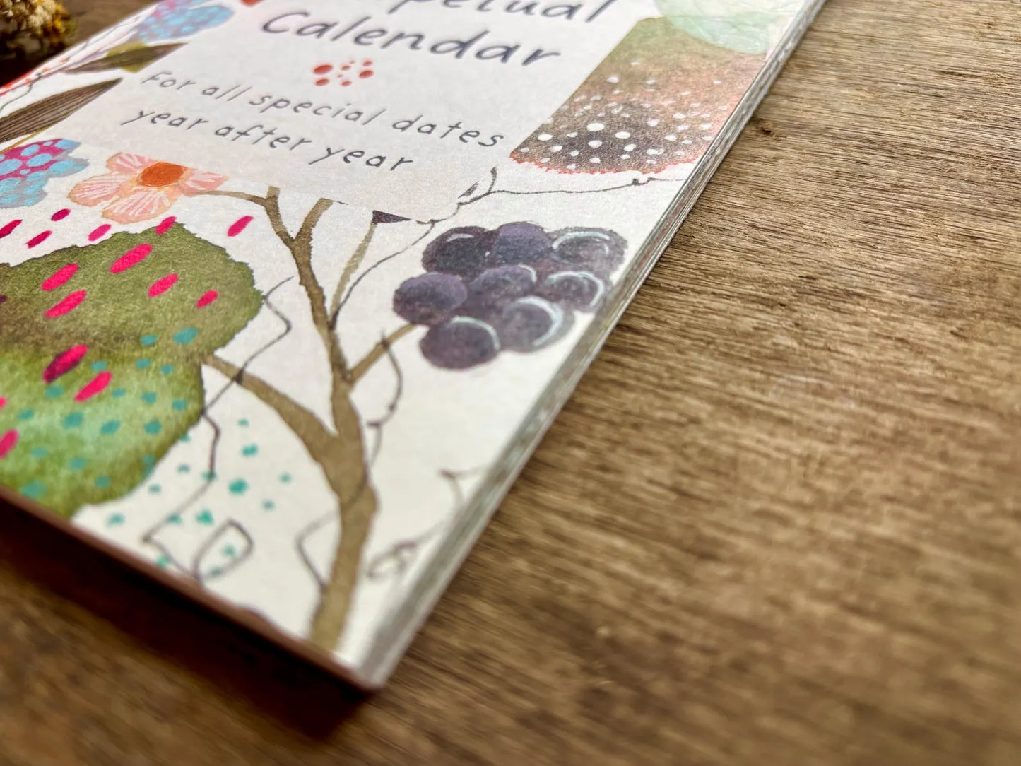 Perpetual Birthday Calendar – A5 Bumblebee & Wildflower Illustrated Anniversary Calendar