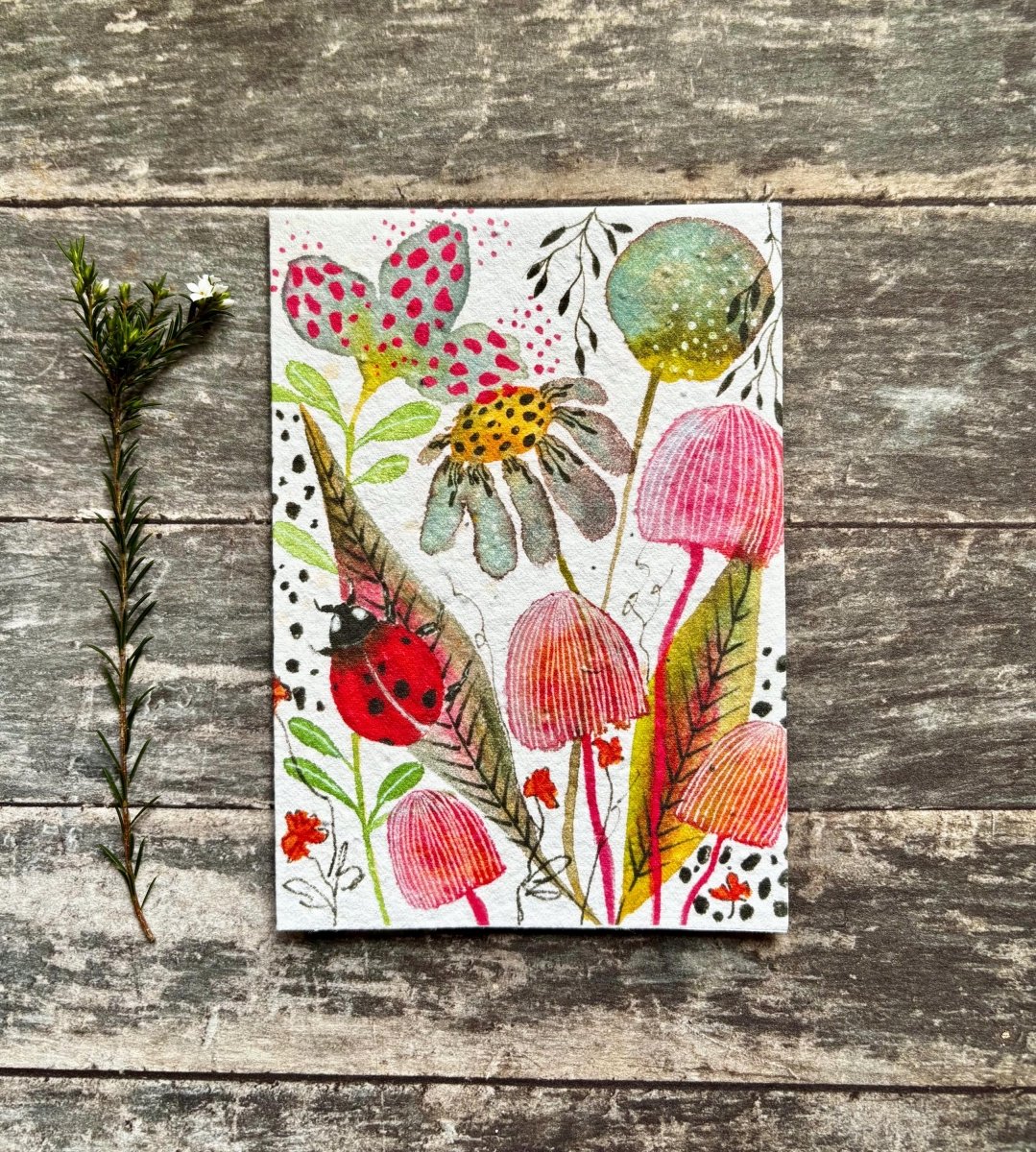 Ladybird Wildflower Seed Paper Card – Eco - Friendly Greeting - Erika's Whimsical Art