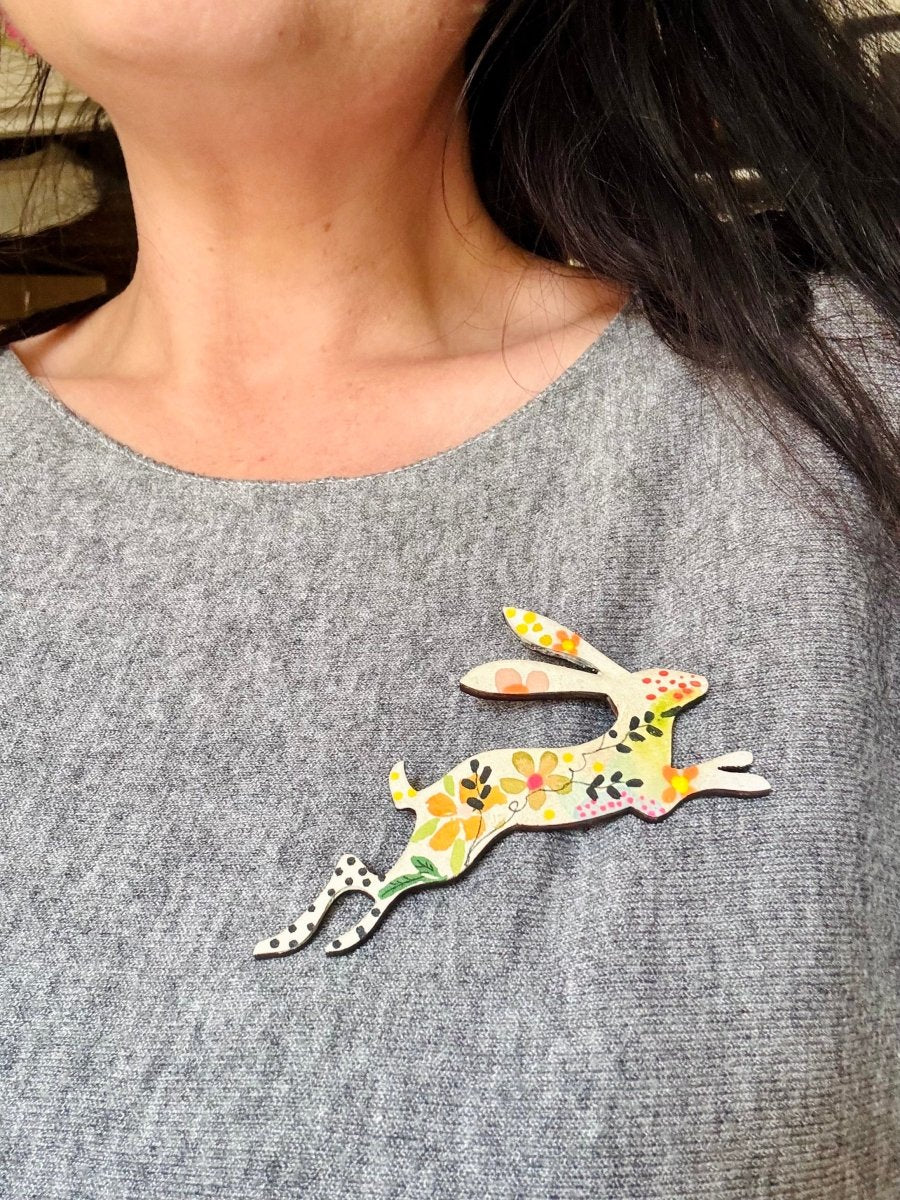 Large Wooden Bird Brooch - Hand painted Jewellery - Nature inspired wooden Bird pin - Wooden brooch - Woodland gift - Nature lover - Gift for her - Erika's Whimsical Art