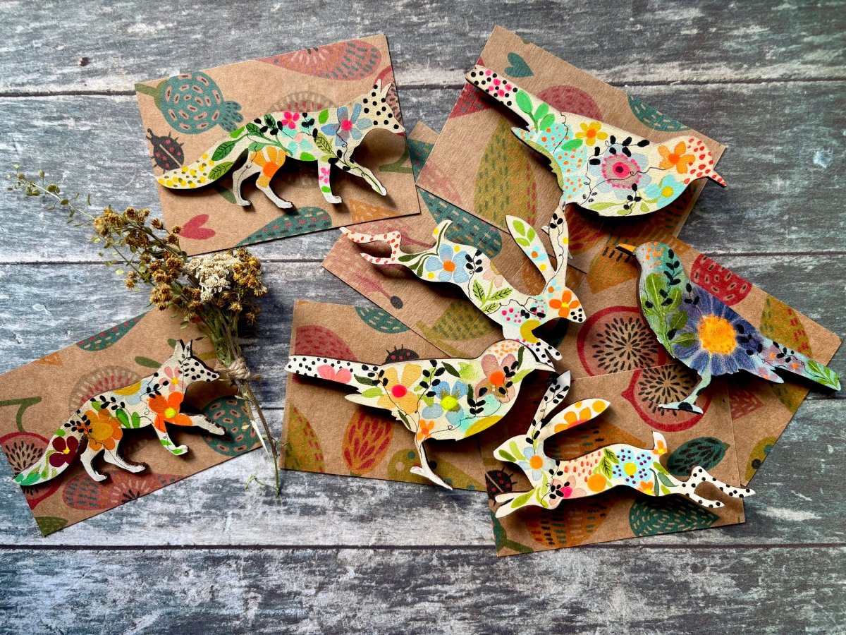 Large Wooden Bird Brooch - Hand painted Jewellery - Nature inspired wooden Bird pin - Wooden brooch - Woodland gift - Nature lover - Gift for her - Erika's Whimsical Art