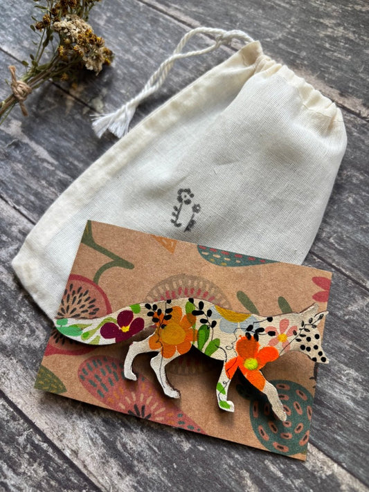Large Wooden Fox Brooch - Hand painted Jewellery - Nature inspired wooden Fox pin - Wooden Fox brooch - Woodland gift - Nature lover - Gift for her - Erika's Whimsical Art