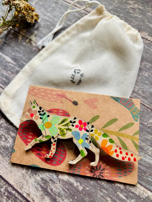 Large Wooden Fox Brooch - Hand painted Jewellery - Nature inspired wooden Fox pin - Wooden Fox brooch - Woodland gift - Nature lover - Gift for her - Erika's Whimsical Art