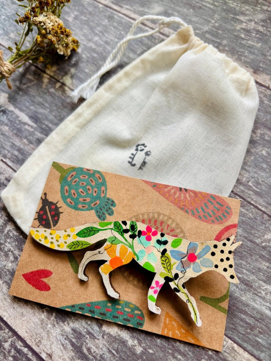 Large Wooden Fox Brooch - Hand painted Jewellery - Nature inspired wooden Fox pin - Wooden Fox brooch - Woodland gift - Nature lover - Gift for her - Erika's Whimsical Art