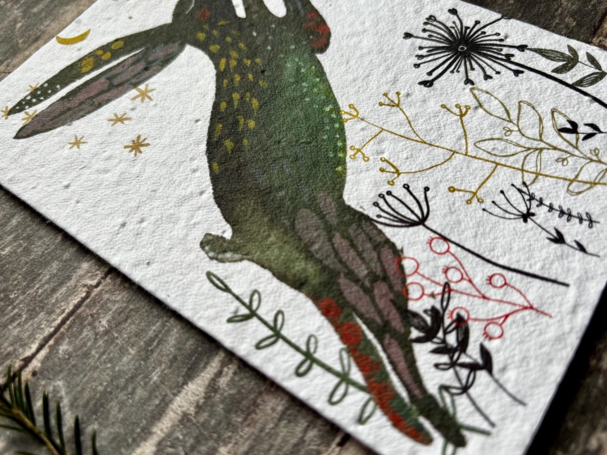 Moon Hare Seed Paper Card – Plantable Wildflower Greeting Card - Erika's Whimsical Art