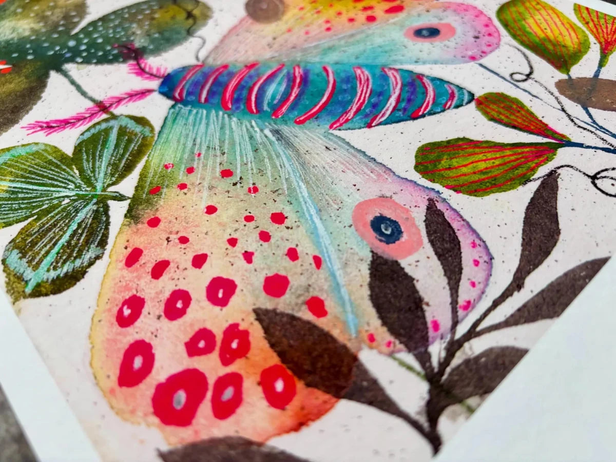 Moonlit Moth – Moth Wall Art, Watercolour Insect Print, Botanical Illustration, A4 Art Print, Woodland Home Décor, Unframed - Erika's Whimsical Art