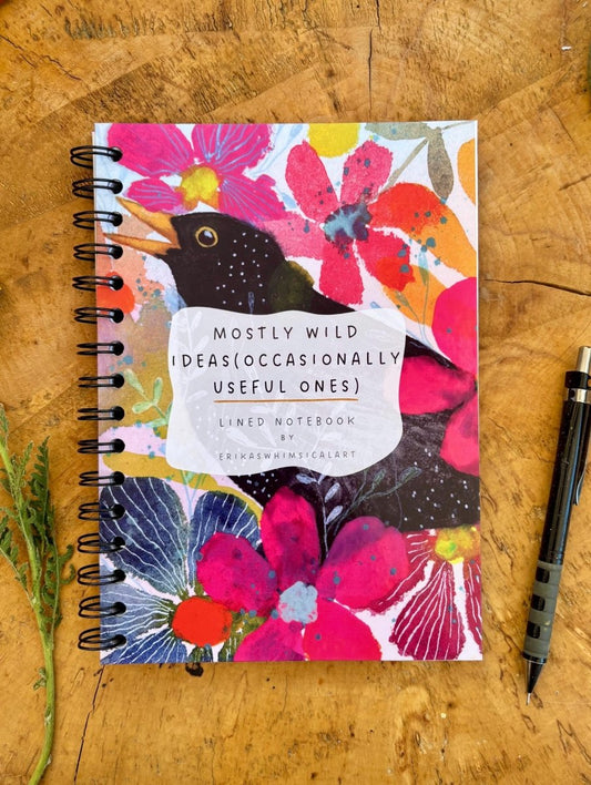 Mostly Wild Ideas, Occasionally Useful Ones – Handmade A5 Floral Notebook / Cute Journal / Eco - Friendly Gift / Floral Notebook / Gift Ideas - Erika's Whimsical Art