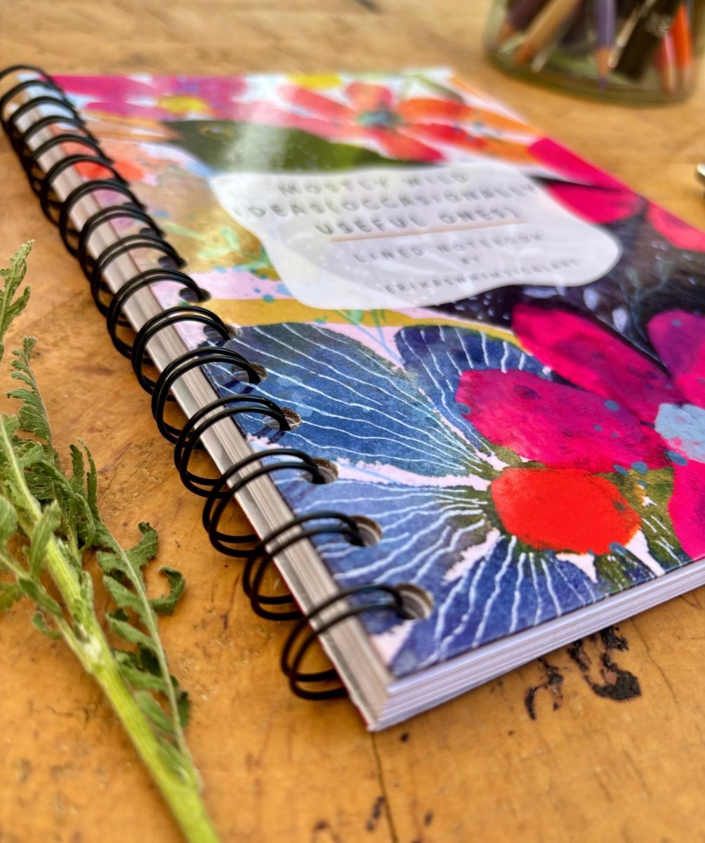 Mostly Wild Ideas, Occasionally Useful Ones – Handmade A5 Floral Notebook / Cute Journal / Eco - Friendly Gift / Floral Notebook / Gift Ideas - Erika's Whimsical Art