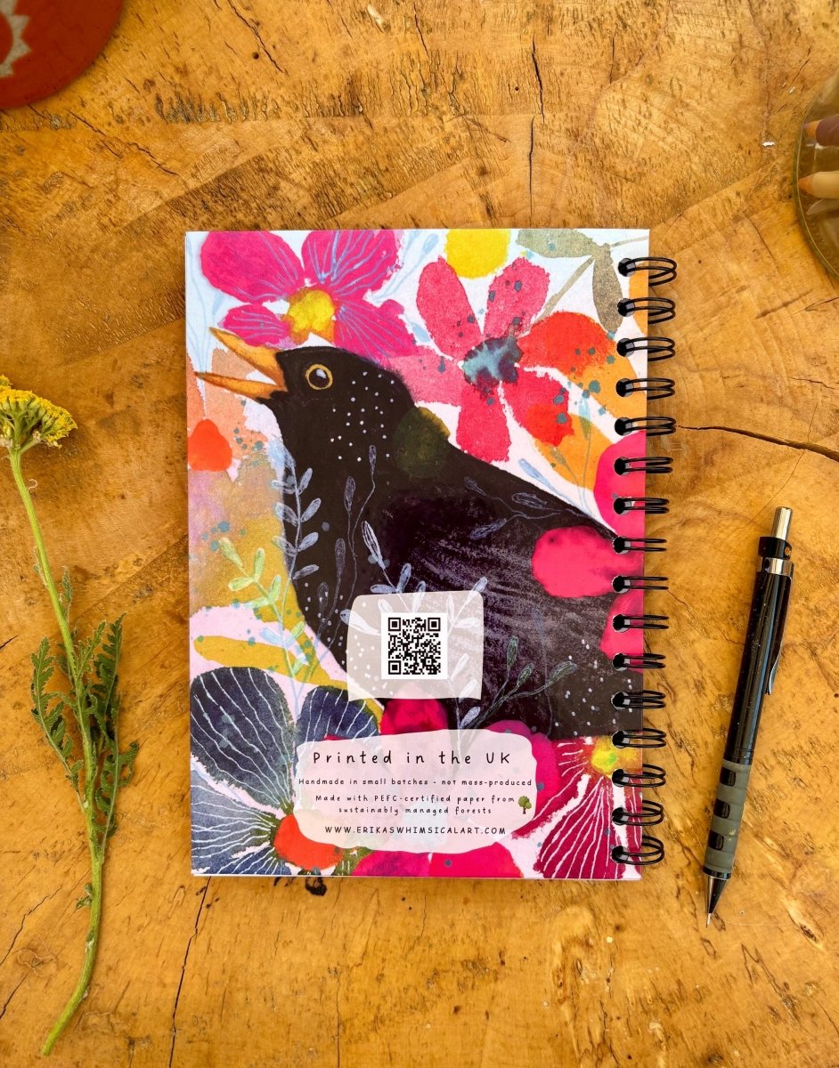 Mostly Wild Ideas, Occasionally Useful Ones – Handmade A5 Floral Notebook / Cute Journal / Eco - Friendly Gift / Floral Notebook / Gift Ideas - Erika's Whimsical Art