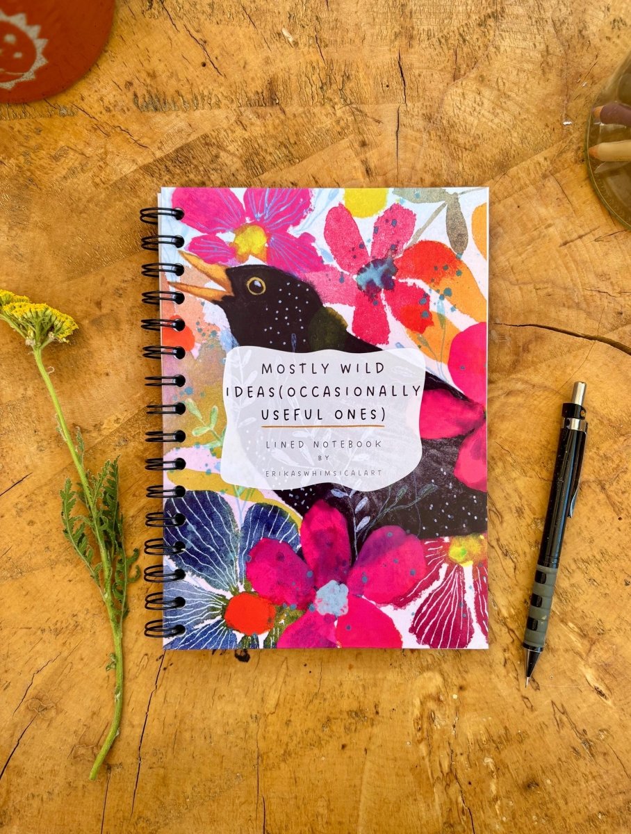 Mostly Wild Ideas, Occasionally Useful Ones – Handmade A5 Floral Notebook / Cute Journal / Eco - Friendly Gift / Floral Notebook / Gift Ideas - Erika's Whimsical Art