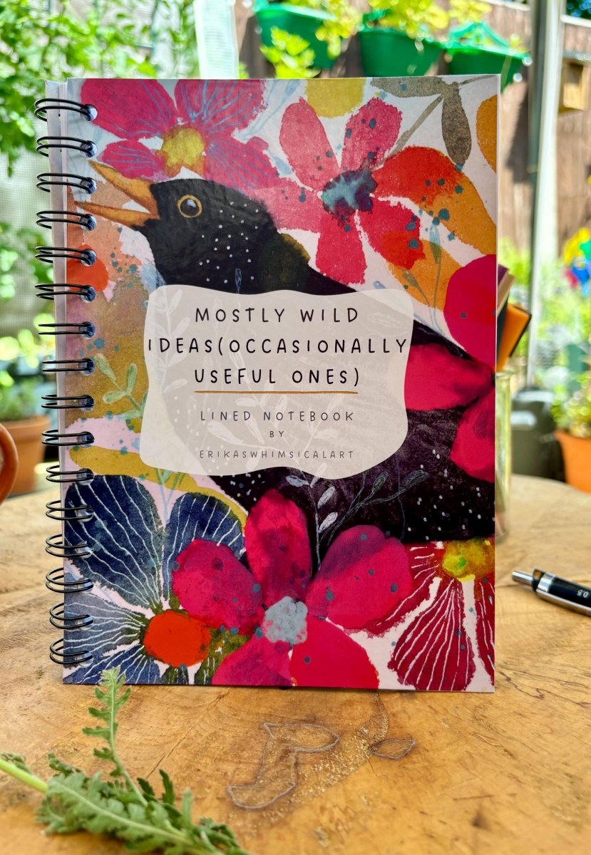 Mostly Wild Ideas, Occasionally Useful Ones – Handmade A5 Floral Notebook / Cute Journal / Eco - Friendly Gift / Floral Notebook / Gift Ideas - Erika's Whimsical Art