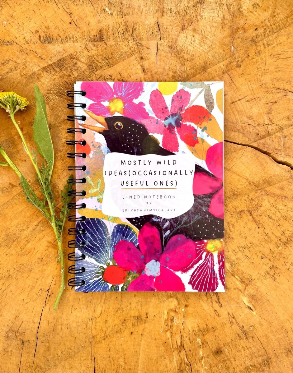 Mostly Wild Ideas, Occasionally Useful Ones – Handmade A5 Floral Notebook / Cute Journal / Eco - Friendly Gift / Floral Notebook / Gift Ideas - Erika's Whimsical Art