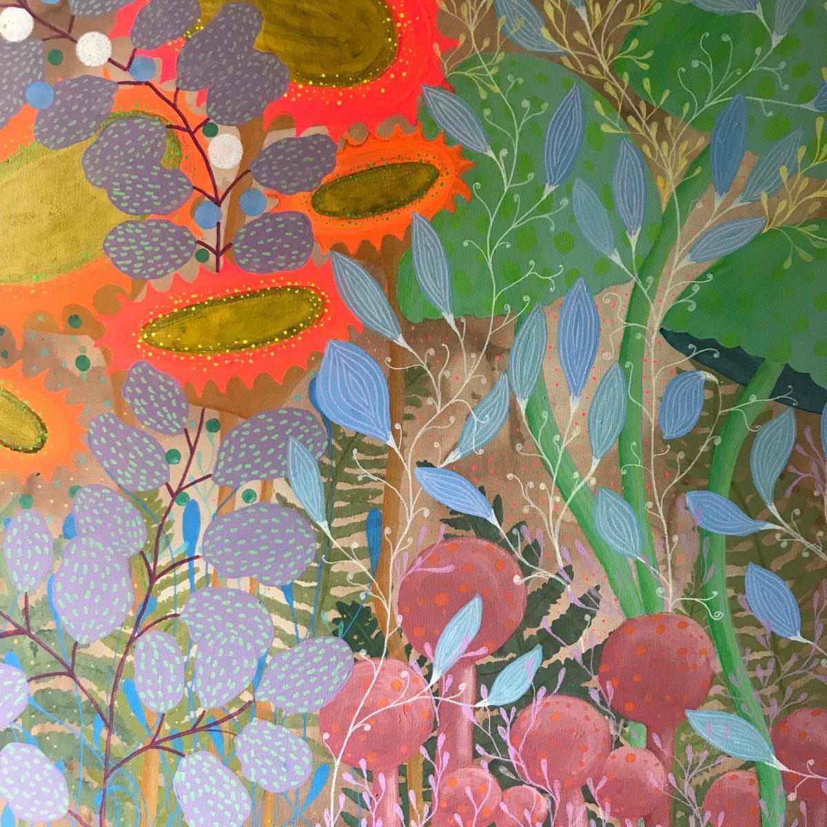 Original Floral Art: Acrylic & Watercolour Painting on Canvas (60x60cm) - Erika's Whimsical Art