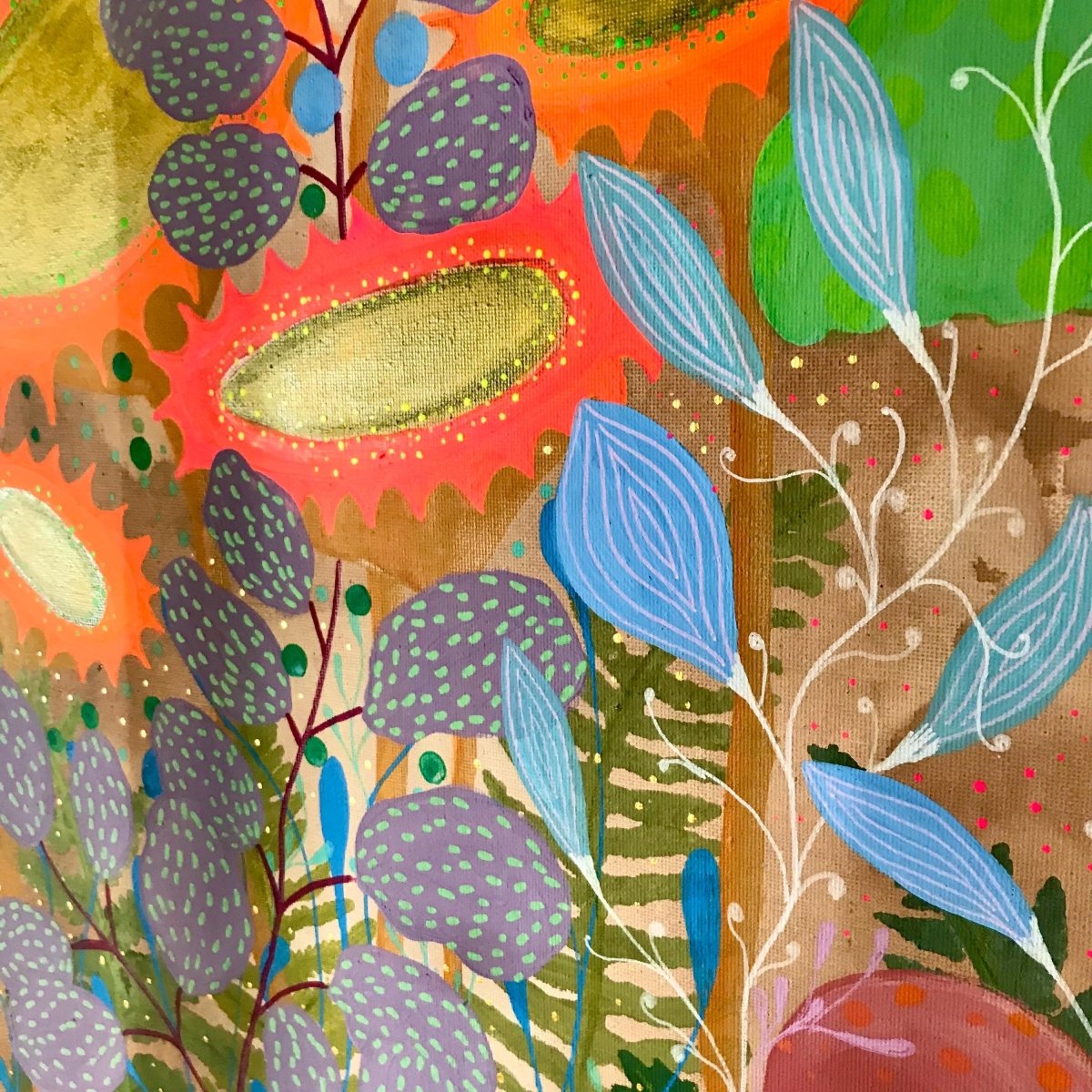 Original Floral Art: Acrylic & Watercolour Painting on Canvas (60x60cm) - Erika's Whimsical Art