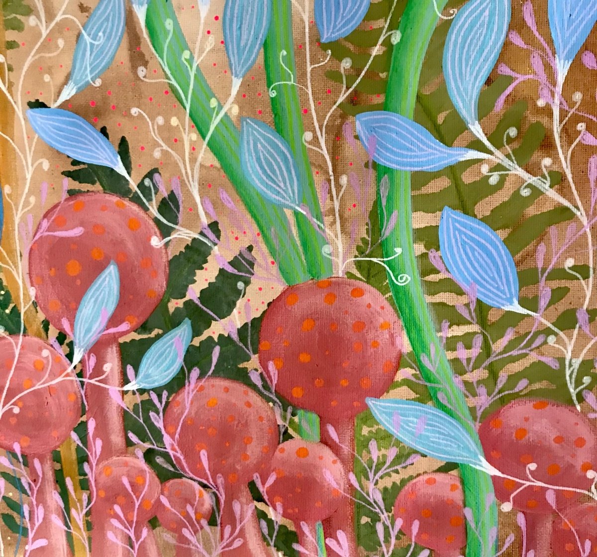 Original Floral Art: Acrylic & Watercolour Painting on Canvas (60x60cm) - Erika's Whimsical Art